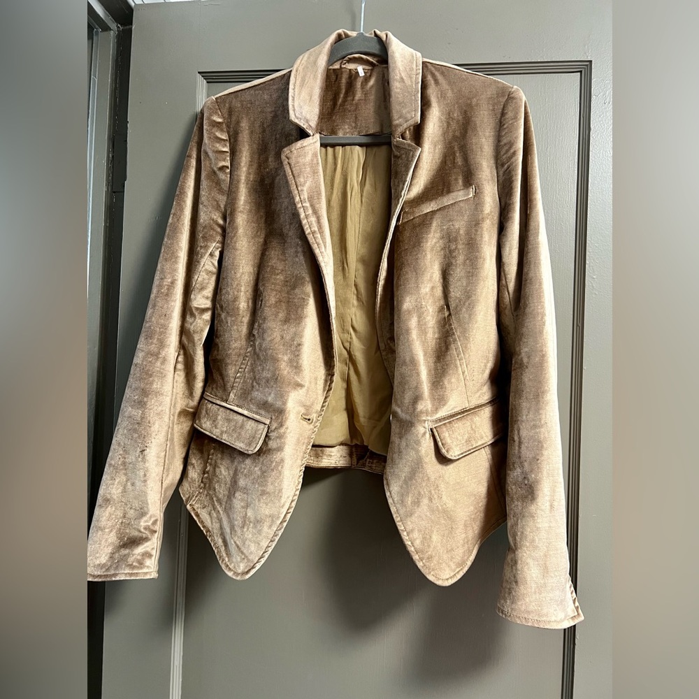 Free People Golden/Tan Velvet Blazer Size Small